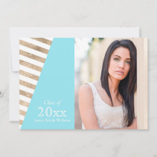 Gold Foil Color Block Graduation Invitations