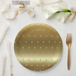 Gold Foil Color Polka Dots Paper Plates