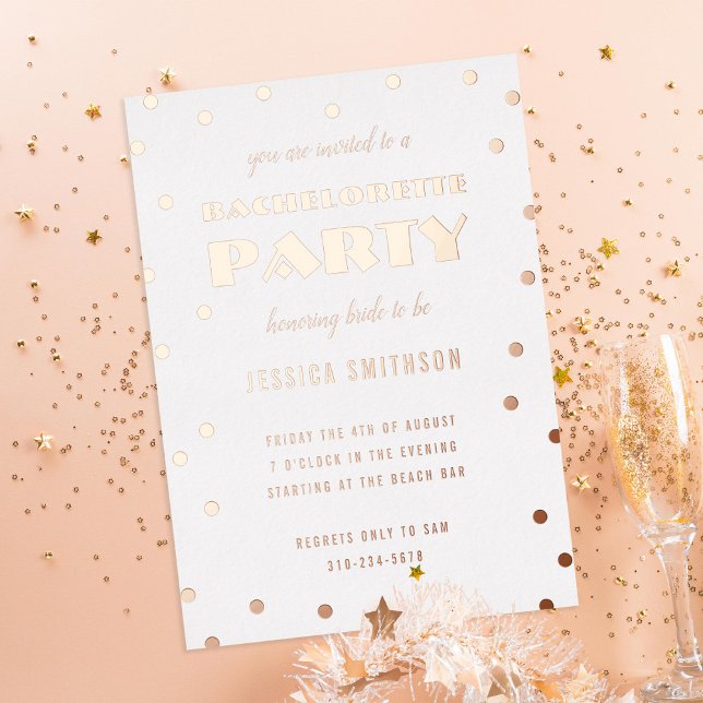 Gold Foil Confetti Bachelorette Party Foil Invitation (Creator Uploaded)