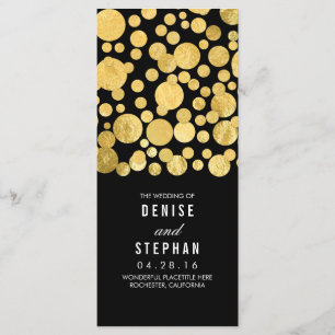 Gold Foil Confetti Black Wedding Programs