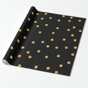 Gold Foil Confetti Black Wrapping Paper