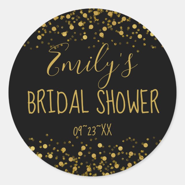 Gold Foil Confetti Bridal Shower ID455 Classic Round Sticker (Front)