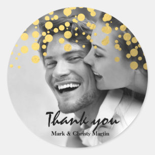 Gold Foil Confetti Custom Photo Favor Sticker