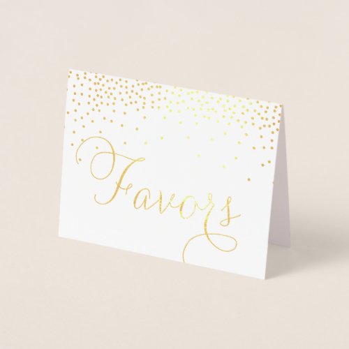 Gold Foil Confetti Dots Favors Wedding Sign Foil Card