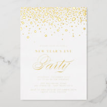 Gold Foil Confetti Dots New Year's Eve Party Foil Invitation
