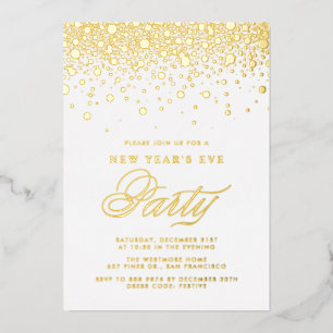 Gold Foil Confetti Dots New Year's Eve Party Invitation