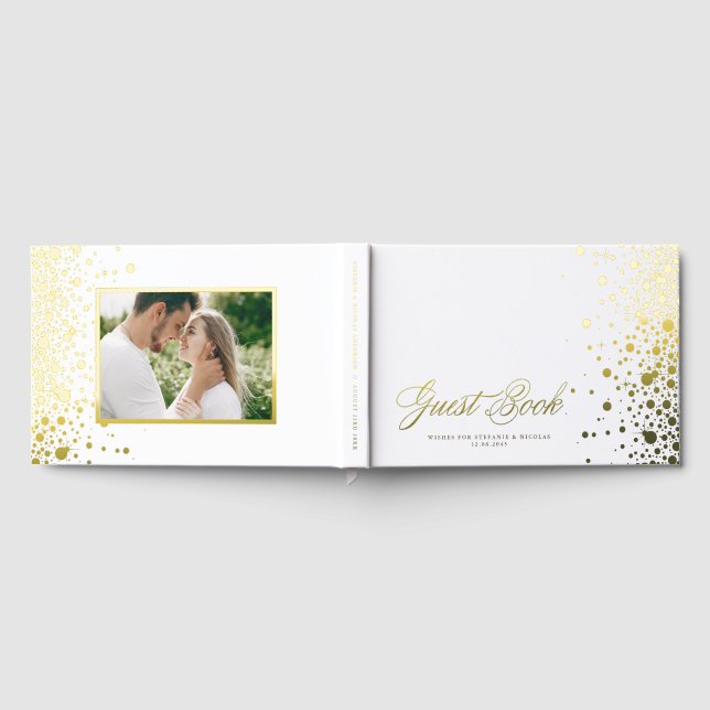 Gold Foil Confetti Dots Photo Wedding Foil Guest Book (Full)