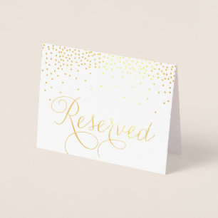 Gold Foil Confetti Dots Reserved Wedding Sign Card