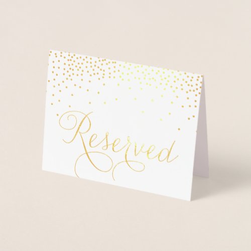 Gold Foil Confetti Dots Reserved Wedding Sign Foil Card