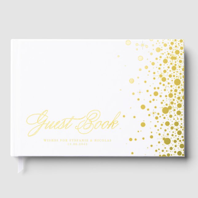 Gold Foil Confetti Dots Wedding Foil Guest Book (Front)