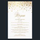 Gold Foil Confetti Dots Wedding Menu Card<br><div class="desc">Customizable menu card featuring faux gold foil confetti dots and stripes pattern. This elegant menu card is perfect for any wedding theme and season. Personalize by adding names,  date and menu details.</div>