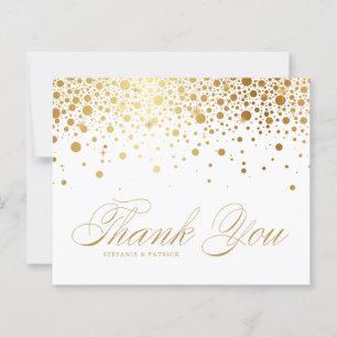 Gold Foil Confetti Dots Wedding Thank You Card