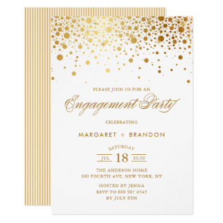 Gold Foil Confetti Engagement Party Invitation