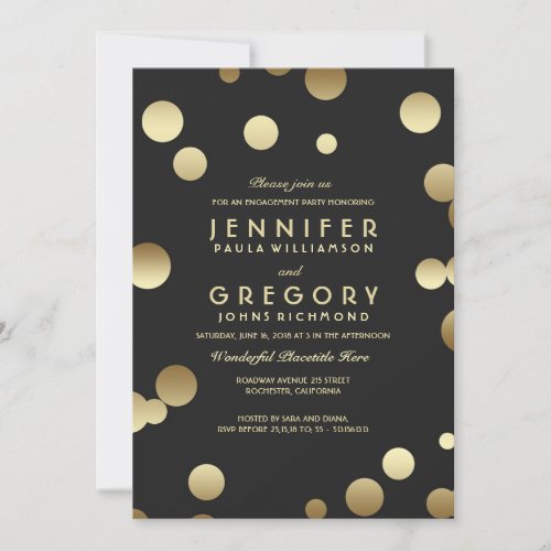 Gold Foil Confetti Engagement Party Invitation