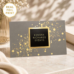 Gold Foil Confetti Event Planner Modern Gray Business Cards