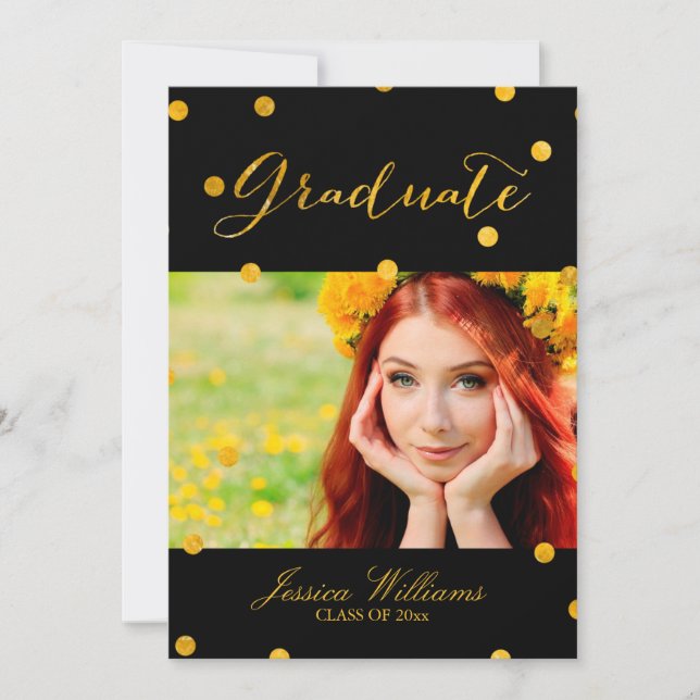 Gold Foil Confetti Graduation Party Invitation (Front)