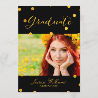 Gold Foil Confetti Graduation Party Invitation