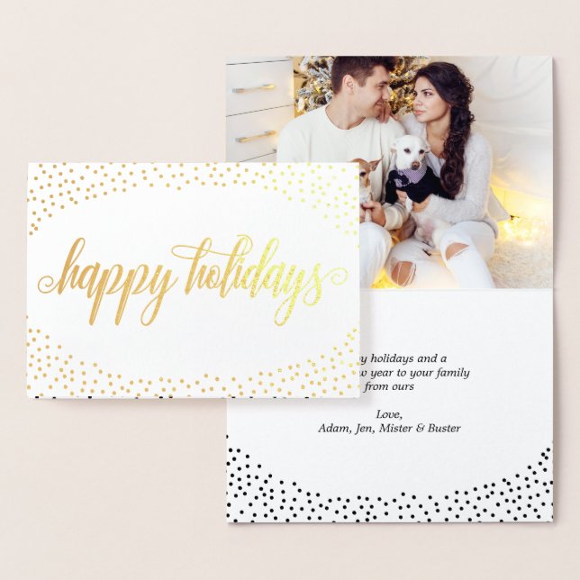 Gold Foil Confetti - Happy Holidays Photo Card (Display)