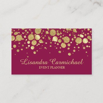 Gold Foil Confetti On Wine Business Card by uniqueprints at Zazzle