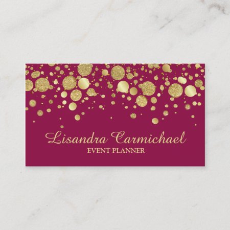 Gold Foil Confetti On Wine Business Card