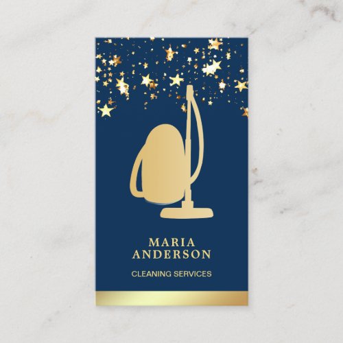 Gold Foil Confetti Vacuum Cleaner Cleaning Service Business Card