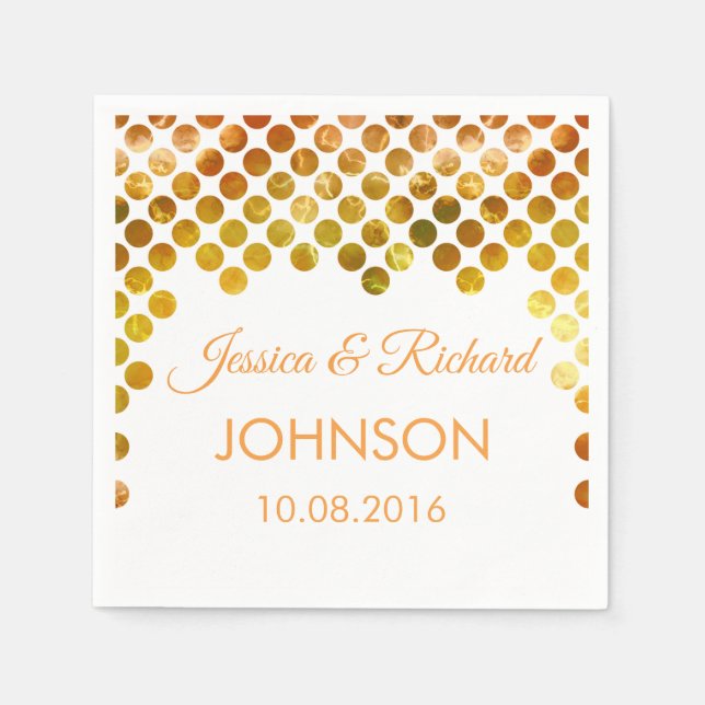 gold foil confetti wedding napkins (Front)