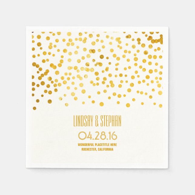 gold foil confetti wedding napkins (Front)