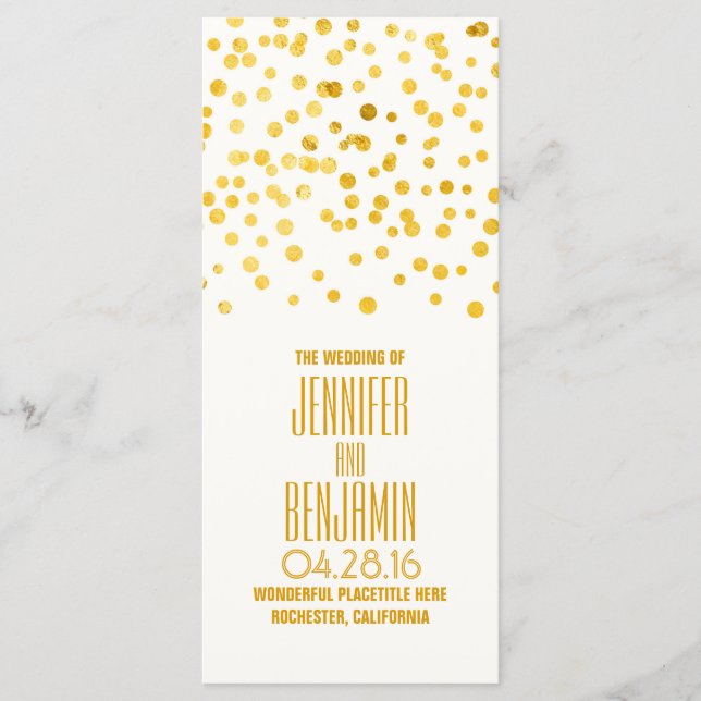 Gold Foil Confetti Wedding Programs (Front)