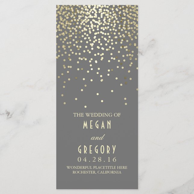 Gold Foil Confetti Wedding Programs (Front)