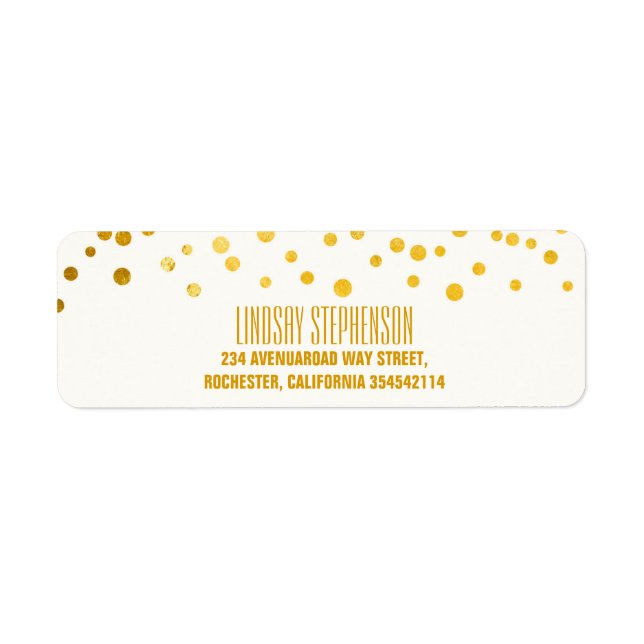 Gold Foil Confetti Wedding Return Label (Front)