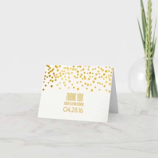 Gold Foil Confetti Wedding Thank You (Front)
