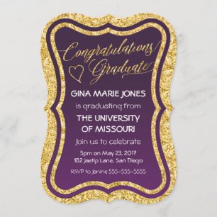 Gold Foil Congratulations Graduation Invitation