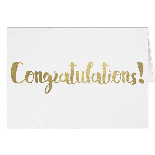 Gold Foil Congratulations Modern Script Thank You Cards (Front Horizontal)