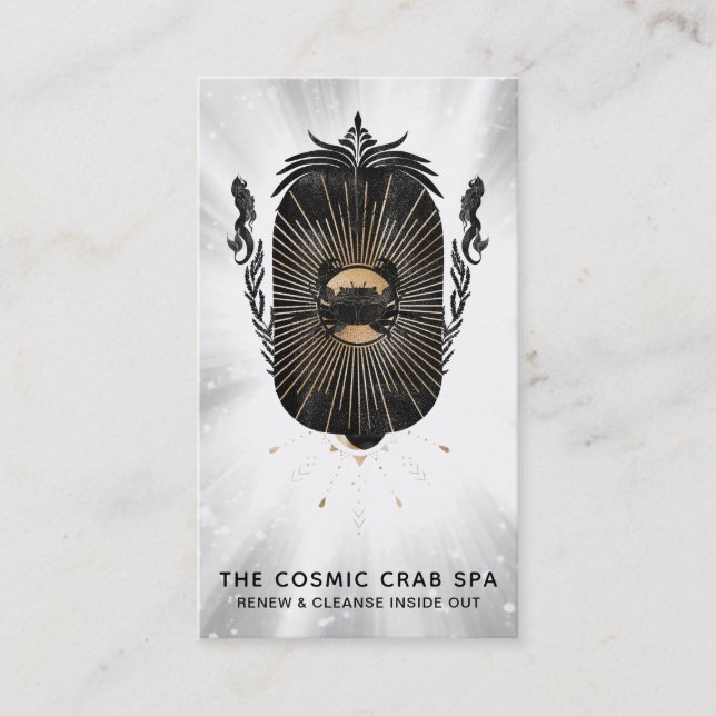 *~* Gold Foil Crab Moon Nautical Mermaids Business Card (Front)