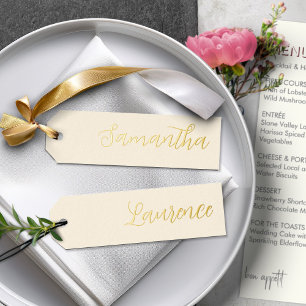 Gold Foil Cream White 8 Wedding Place Name Tags Holiday Card