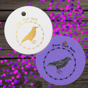 Gold Foil Crow Silhouette Star Eyes Barbed Wire  Favor Tags