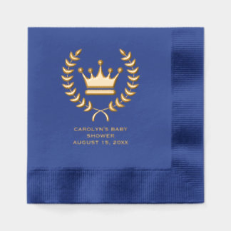 Gold Foil Crown Laurel Wreath Text Baby Shower | Napkins