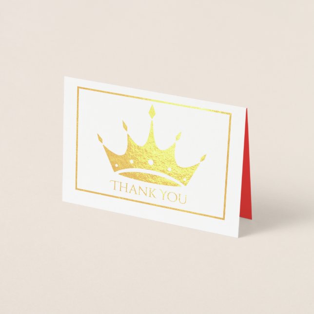 Gold Foil Crown Mini Card-Thank You Foil Card (Front)