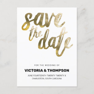 Gold Foil Custom Personalized Wedding Announcement Postcard
