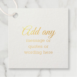 Gold Foil CUSTOM Plain Elegant White Foil Favor Tags