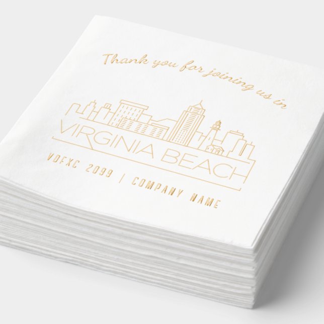 Gold Foil Custom Virginia Beach Event Napkins (Detail)