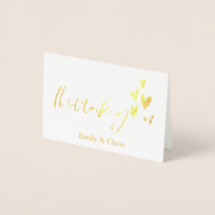 Gold Foil Cute Calligraphy Photo Thank You Foil Card