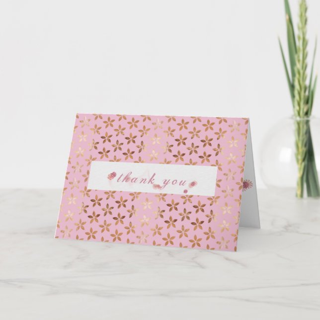 gold foil daisies on pink card (Front)