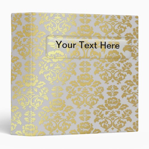 Gold Foil Damask and Glass Name Plate Binder