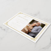 Gold Foil Damask Frame Wedding Anniversary Photo Foil Invitation (Rotated)