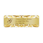Gold Foil Damask Monogram New Years Address Labels at Zazzle
