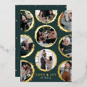 Gold Foil  Dark Green Ornamental Elegance Photo Holiday Card