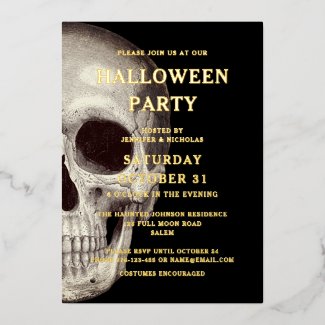 Gold Foil Dead Skull Halloween Dinner Party