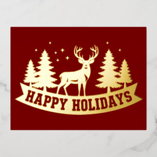 Gold Foil Deer Christmas Card