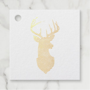 Gold Foil Deer Silhouette with Majestic Antlers Favor Tags